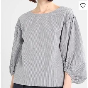 Banana Republic XS Balloon Puff Sleeve Striped Casual Blouse